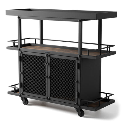 Carrito de Servicio Bar Stark - Mueble Auxiliar Minimalista de Acabado Premium 100x35x90 cm